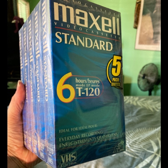 Maxwell Standard VHS T-120 5 Pack Video Cassettes - Picture 1 of 5